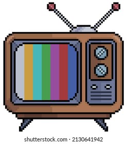 Pixel art viejo icono vectorial de televisión para juego de 8 bits en fondo blanco 