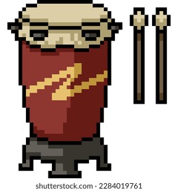 pixel art of old wood drum