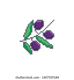 Pixel art olive icon.Vector design for web design, mobile app, stickers and games.
