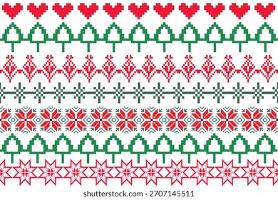 Arte del pixel en el patrón inconsútil de la Navidad del Fondo de pantalla de fondo, ornamento, étnico, estilo de la decoración, ornamento geométrico. Vector sin patrón, manta, alfombra. Tela de alfombra tejida.