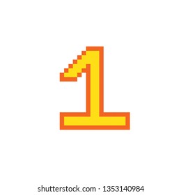 Pixel art one on a white background