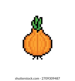 Icono de Vector de 8 bits de la cebolla del arte del píxel para el logotipo del juego de ordenador