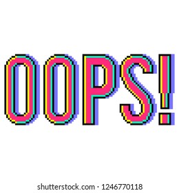 Pixel art oops text detailed illustration isolated vector