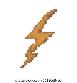Pixel art orange lightning bolt icon. Perfect for 2D games, thunder spells, energy effects, or UI elements. Retro 8-bit style with transparent background for seamless game asset integration.