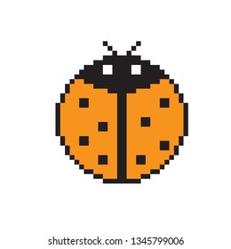 pixel art orgnge Insect ladybug