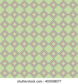 Pixel art ornament seamless background, vector illustration
