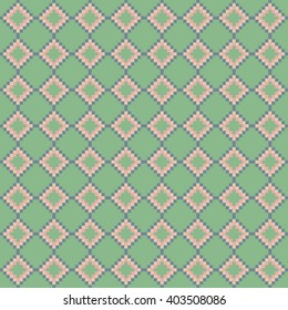 Pixel art ornament seamless background, vector illustration