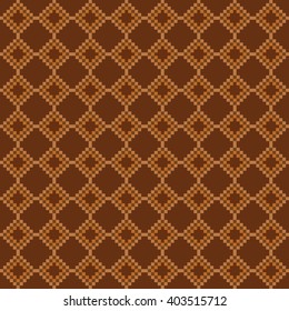 Pixel art ornament seamless background, vector illustration