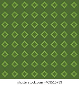Pixel art ornament seamless background, vector illustration