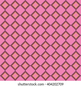 Pixel art ornament seamless background, vector illustration