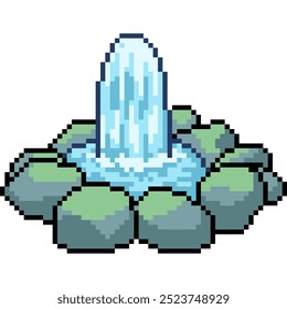 pixel art of outdoor fountaingarden isolated background