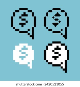 Icono de conjunto de esquema de arte de píxeles del color de variación de dinero del cuadro de diálogo. Icono de caja de dinero en estilo pixelado 8bits perfecto para activos de juego o elementos de activos de diseño para el diseño de su juego. Elemento de icono de píxel simple