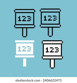 Pixel art outline sets of 123 sign icon with variation color item asset. 123 sign icon on pixelated style. 8bits perfect for game asset or design asset element for your game design asset