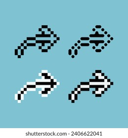 Pixel art outline sets of arrow forward icon with variation color item asset. right arrow icon on pixelated style. 8bits perfect for game asset or design asset element for your game design asset