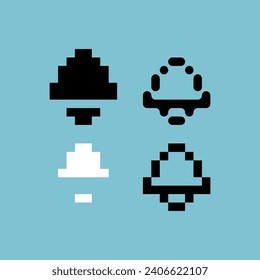 Pixel art outline sets of bell icon with variation color item asset. bell icon on pixelated style. 8bits perfect for game asset or design asset element for your game design asset