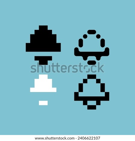 Pixel art outline sets of bell icon with variation color item asset. bell icon on pixelated style. 8bits perfect for game asset or design asset element for your game design asset