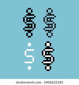 Conjuntos de esquema de arte de píxeles del icono de dinero en dólares con activo de elemento de color de variación. icono del dólar en estilo pixelado. 8 bits perfectos para activos de juego o elementos de activos de diseño para su activo de diseño de juegos