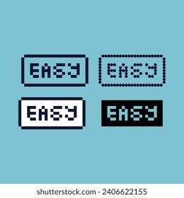 Pixel art outline sets of easy button icon with variation color item asset.easy button icon on pixelated style. 8bits perfect for game asset or design asset element for your game design asset