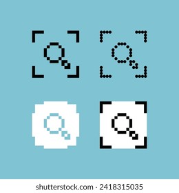 Pixel art outline sets icon of zoom icon with variation color. zoom icon on pixelated style. 8bits perfect for game asset or design asset element for your game design. Simple pixel art icon asset.