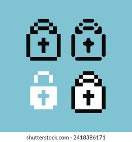Pixel art outline sets icon of padlock variation color. padlock icon on pixelated style. 8bits perfect for game asset or design asset element for your game design. Simple pixel art icon asset.