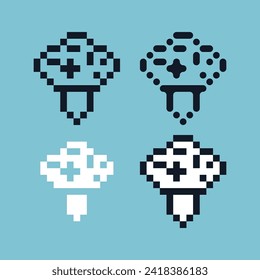 Pixel art outline sets icon of mushroom variation color.mushroom icon on pixelated style. 8bits perfect for game asset or design asset element for your game design. Simple pixel art icon asset.