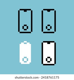 El contorno de dibujo de píxeles establece un icono de color de variación de teléfono. icono del teléfono móvil en estilo pixelado. 8 bits perfectos para activos de juego o elementos de activos de diseño para su diseño de juego. Elemento de icono de píxel simple.