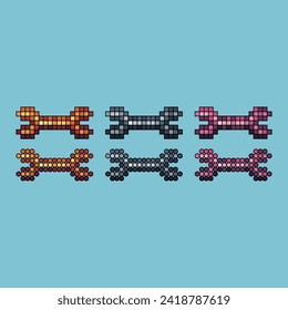 Pixel art outline sets icon of wrench variation color. wrench tools icon on pixelated style. 8bits perfect for game asset or design asset element for your game design. Simple pixel art icon asset.
