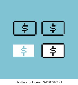 Pixel art outline sets icon of money paper variation color money paper icon on pixelated style. 8bits perfect for game asset or design asset element for your game design. Simple pixel art icon asset.
