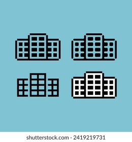 Pixel art outline sets icon of apartment house variation color.Apart icon on pixelated style. 8bits perfect for game asset or design asset element for your game design. Simple pixel art icon asset.