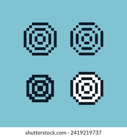 Pixel art outline sets icon of archer point variation color. Target icon on pixelated style. 8bits perfect for game asset or design asset element for your game design. Simple pixel art icon asset.