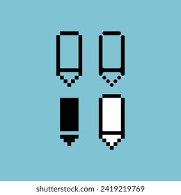 Pixel art outline sets icon of pencil variation color.Pencil icon on pixelated style. 8bits perfect for game asset or design asset element for your game design. Simple pixel art icon asset.