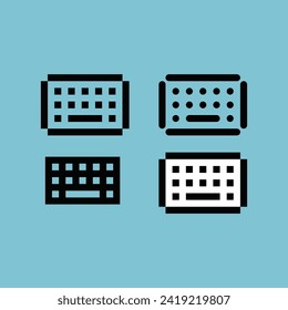 Pixel art outline sets icon of keyboard variation color. Keyboard icon on pixelated style. 8bits perfect for game asset or design asset element for your game design. Simple pixel art icon asset.