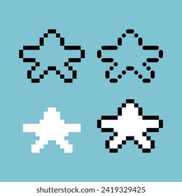 Pixel art outline sets icon of star variation color. Star icon on pixelated style. 8bits perfect for game asset or design asset element for your game design. Simple pixel art icon asset.