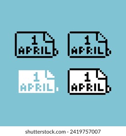 El contorno de arte de píxeles establece un icono de variación de 1 de abril de color.1 icono del tonto de abril sobre el estilo pixelado. 8 bits perfectos para activos de juego o elementos de activos de diseño para su diseño de juego. Elemento de icono de píxel simple.
