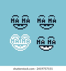 Pixel art outline sets icon of haha face variation color. joke face icon on pixelated style. 8bits perfect for game asset or design asset element for your game design. Simple pixel art icon asset.

