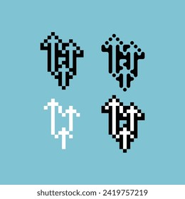 Pixel art outline sets icon of arrow up variation color.Upgrade icon on pixelated style. 8bits perfect for game asset or design asset element for your game design. Simple pixel art icon asset.
