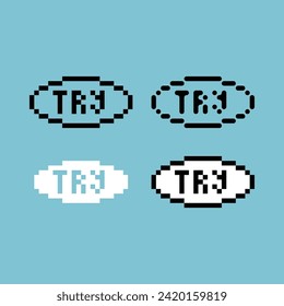 Pixel art outline sets icon of try button variation color. Try again icon on pixelated style. 8bits perfect for game asset or design asset element for your game design. Simple pixel art icon asset.
