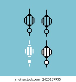 Pixel art outline sets icon of lunar lantern variation color. Lantern icon on pixelated style. 8bits perfect for game asset or design asset element for your game design. Simple pixel art icon asset.