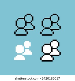 Pixel art outline sets icon of people variation color. People profile icon on pixelated style. 8bits perfect for game asset or design asset element for your game design. Simple pixel art icon asset.