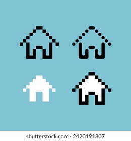 Pixel art outline sets icon of house icon variation color. house icon on pixelated style. 8bits perfect for game asset or design asset element for your game design. Simple pixel art icon asset.