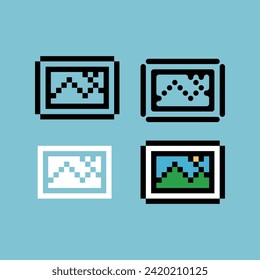 Pixel art outline sets icon of picture wall variation color.Picture icon on pixelated style. 8bits perfect for game asset or design asset element for your game design. Simple pixel art icon asset.