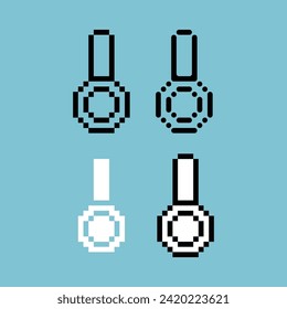 Pixel art outline sets icon of medal winner variation color.Medallion icon on pixelated style. 8bits perfect for game asset or design asset element for your game design. Simple pixel art icon asset.