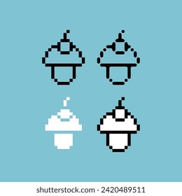 Pixel art outline sets icon of pancake variation color. Cake food icon on pixelated style. 8bits perfect for game asset or design asset element for your game design. Simple pixel art icon asset.
