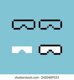 Pixel Art Umriss setzt Symbol der Brille Variation Farbe. Brillensymbol auf pixeliertem Stil. 8bits perfekt für das Spiel Asset oder Design Asset Element für Ihr Spieldesign. Einfache Pixelkunst-Icon-Objekt.