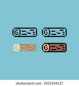 Pixel art outline sets icon of wood log icon logo variation color.Wooden log icon on pixelated style. 8bits Illustration, perfect for design asset element your game ui. Simple pixel art icon asset