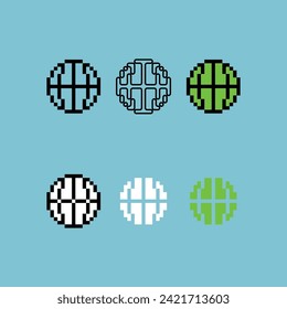 Pixel Art Skizze setzt Symbol der Website Link Variation Color.Web Internet www Symbol auf pixelated Stil. 8bits Illustration, perfekt für Design Asset Element Ihr Spiel. Einfache Pixelkunst-Icon-Objekt.