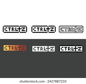 Pixel art outline sets icon of ctrl z key in variation color.Ctrl z undo icon on pixelated style. 8bits perfect for game asset or design asset element for your game design. Simple pixel art icon