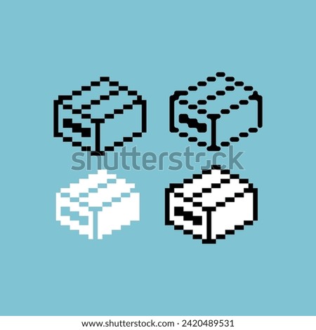 Pixel art outline sets icon of box icon variation color. paper box icon on pixelated style. 8bits perfect for game asset or design asset element for your game design. Simple pixel art icon asset.