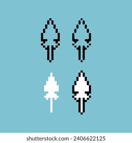 Pixel art outline sets of lance weapon icon with variation color item asset. lance weapon icon on pixelated style. 8bits perfect for game asset or design asset element for your game design asset