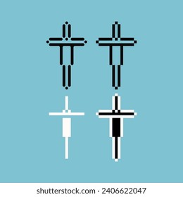 Pixel art outline sets of sword icon with variation color item asset. sword icon on pixelated style. 8bits perfect for game asset or design asset element for your game design asset